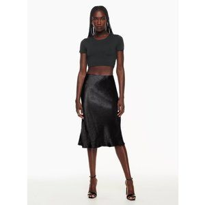 Aritzia Babaton Black Satin Slip Midi Skirt Size 12